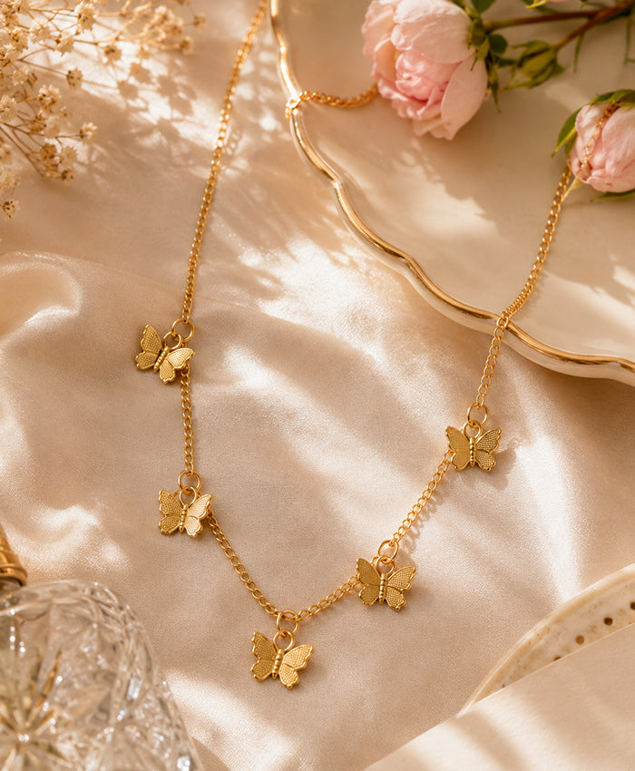 Gold-Tone Butterfly Charm Necklace