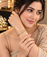 Gold-Tone Marquise Crystal Statement Bangle