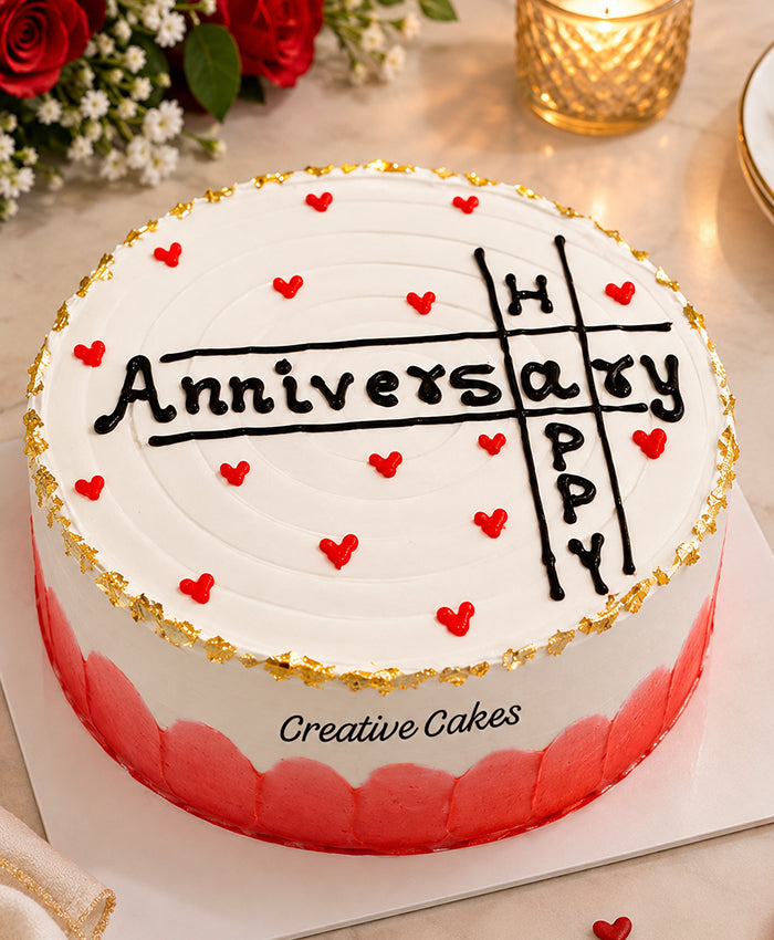 Golden Hearts Anniversary Cake