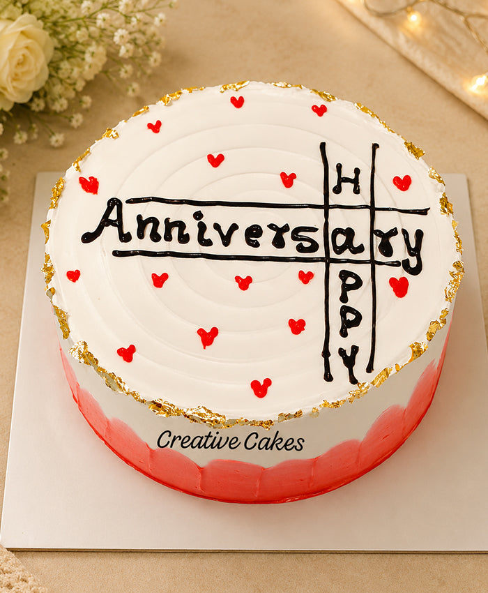 Golden Hearts Anniversary Cake