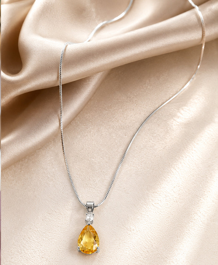 Golden Teardrop Crystal Pendant Necklace