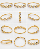 Golden Wave Crystal Bangle – Elegant Rectangular Stone Bracelet