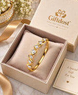 Golden Wave Crystal Bangle – Elegant Rectangular Stone Bracelet