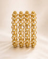 Golden Crystal Floral Bangle Set