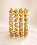 Golden Crystal Floral Bangle Set