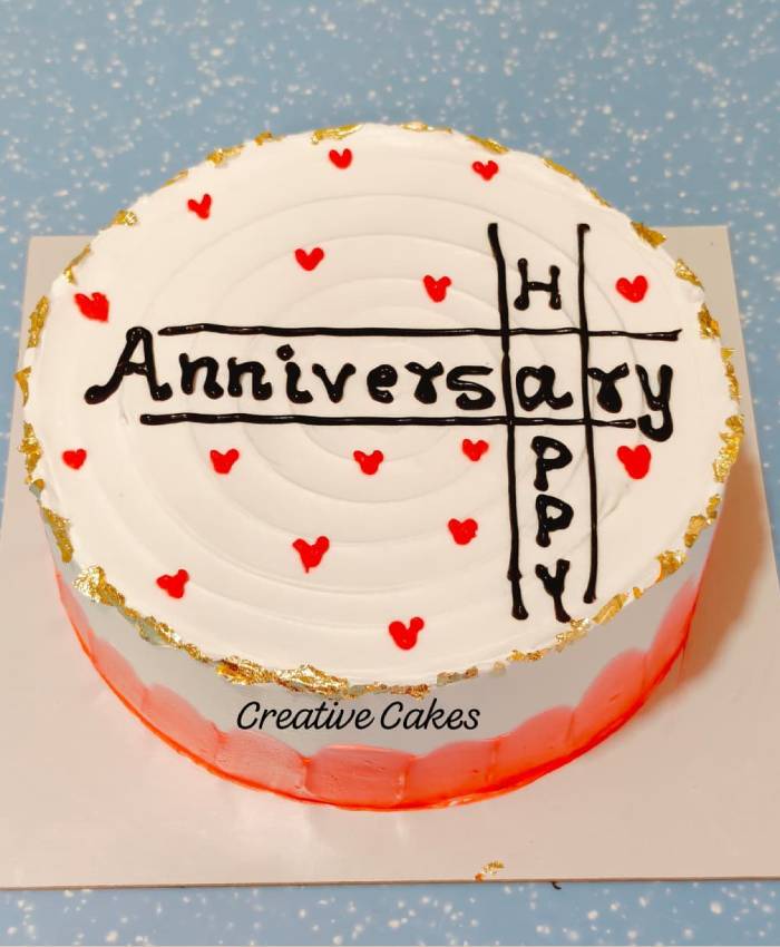 Golden Hearts Anniversary Cake