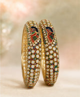 Golden Peacock Kundan-Style Embellished Bangles