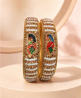 Golden Peacock Pearl-Style Statement Bangles