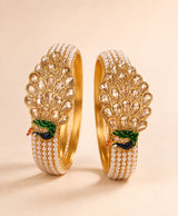 Golden Peacock Pearl Crystal Bangles