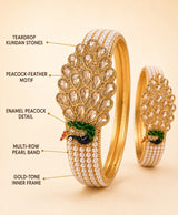 Golden Peacock Pearl Crystal Bangles