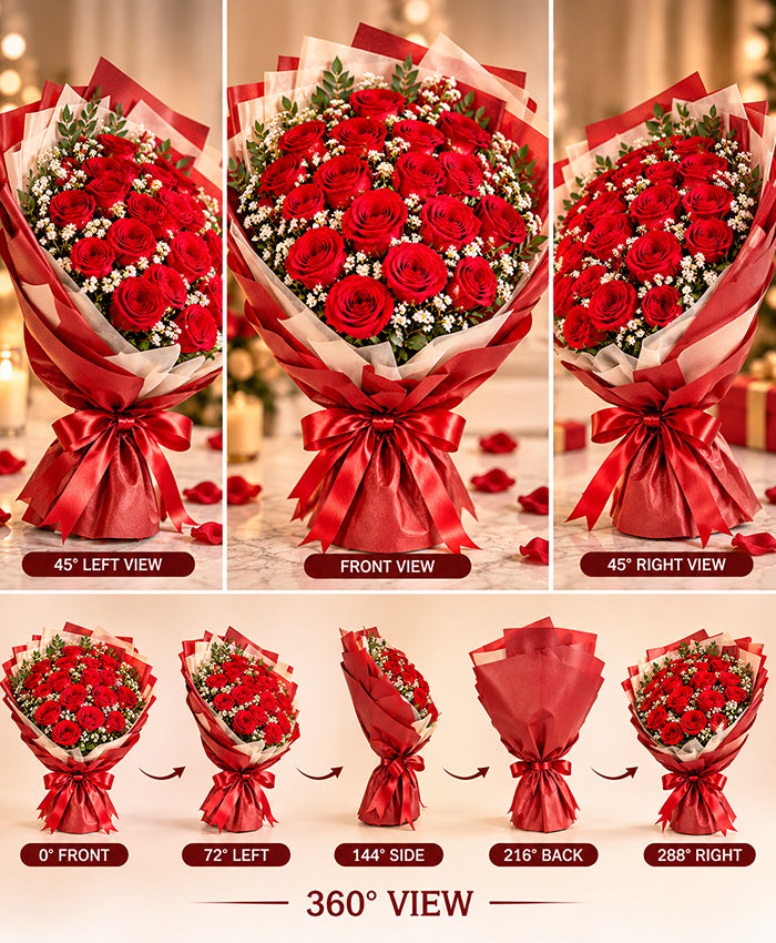 Grand Red Rose Bouquet – 24 Red Roses