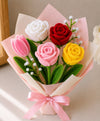 Handmade Multicolor Rose Bouquet – Pink, Red, White & Yellow Roses