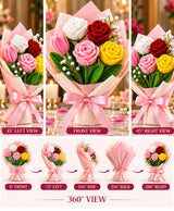 Handmade Multicolor Rose Bouquet – Pink, Red, White & Yellow Roses