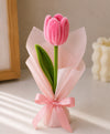 Handmade Pink Tulip Bouquet – Single Pink Tulip with Elegant Pink Wrapping