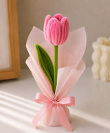Handmade Pink Tulip Bouquet – Single Pink Tulip with Elegant Pink Wrapping