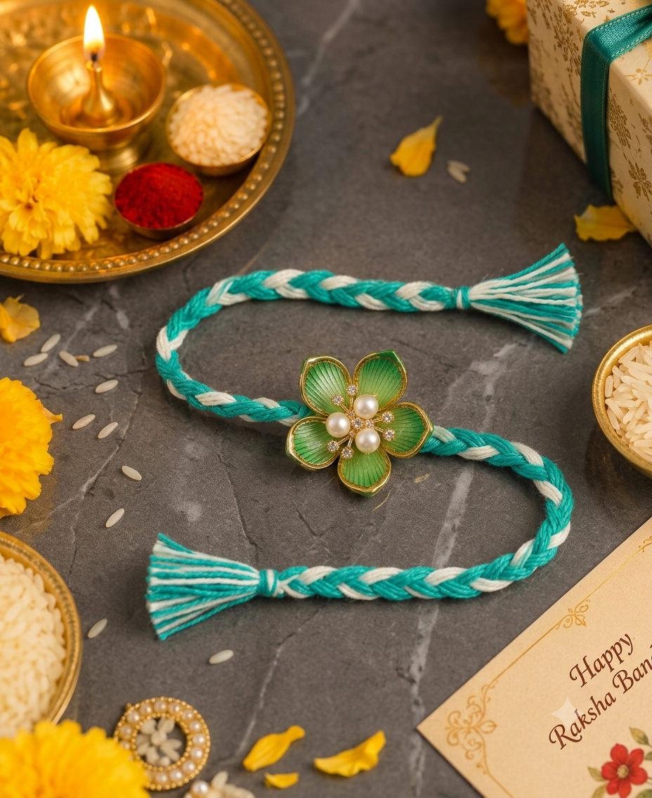 Haritima Floral Pearl Rakhi