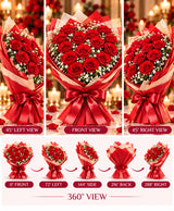 Heart-Shaped Red Rose Bouquet – 20 Red Roses