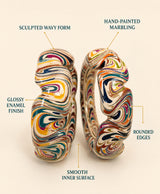 Ivory Multicolour Abstract Marbled Lac Bangles