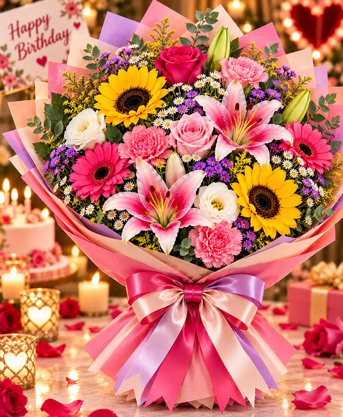 Just Because Colorful Bouquet – 10 Mixed Flowers