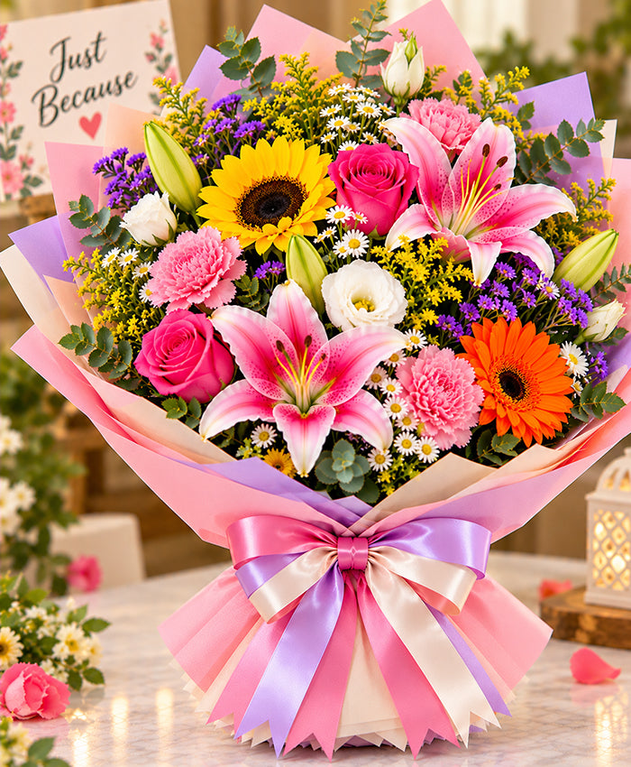 Just Because Colorful Bouquet – 10 Mixed Flowers