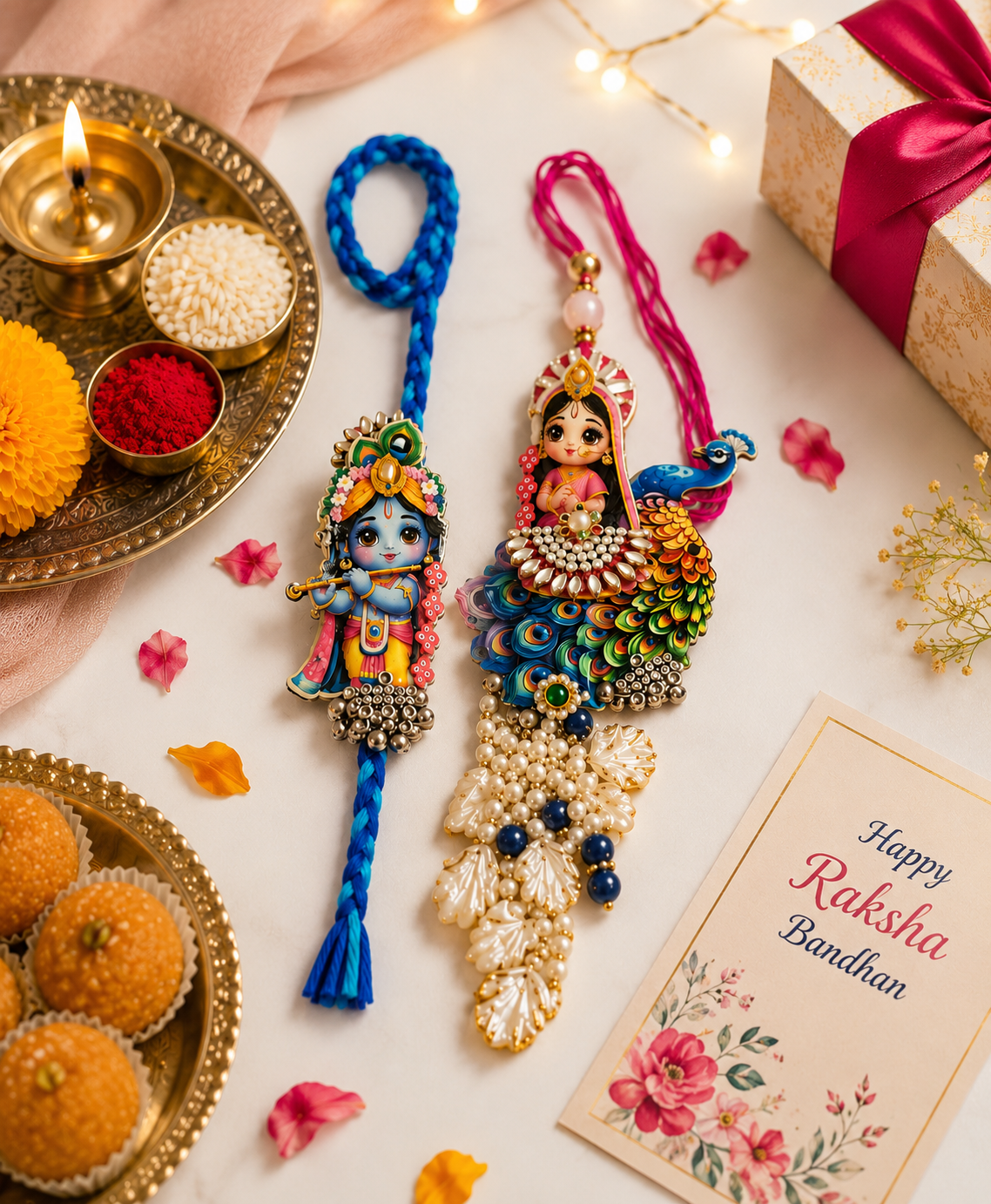 Krishna Leela Divine Rakhi Set