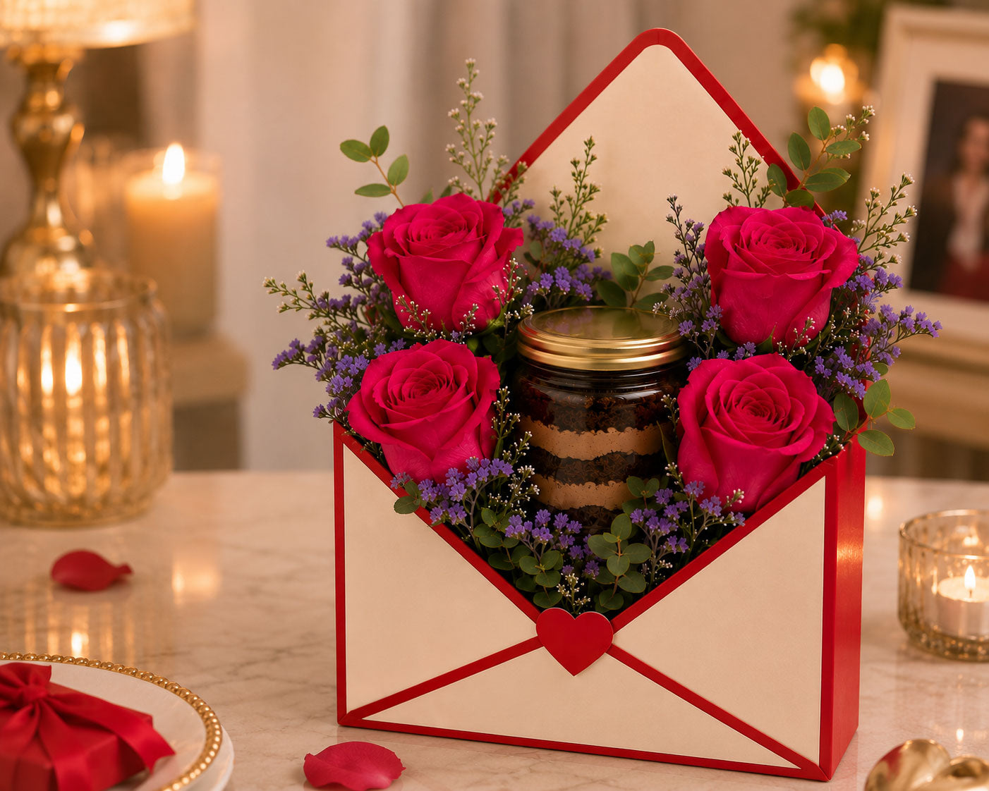 Love Letter Blooms N Choco Jar Cake