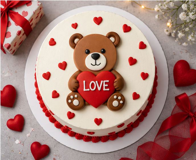 Love Teddy Valentine Cake
