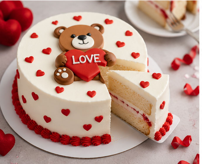 Love Teddy Valentine Cake