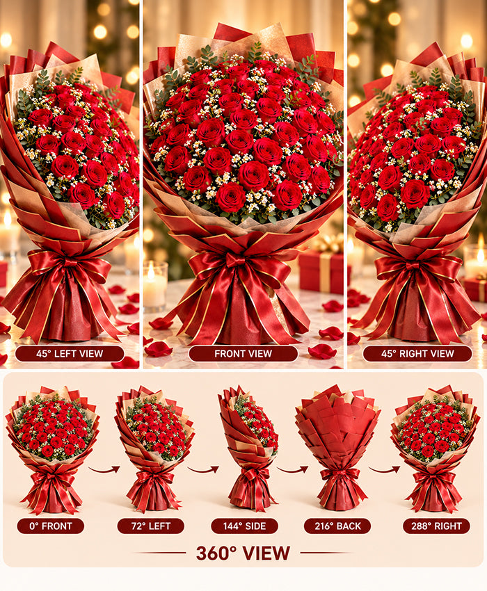 Luxury Red Rose Bouquet – 50 Red Roses