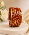 Maroon Floral Lacquer-Style Lac Bangle Set