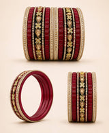 Maroon Royale Embellished Lac Bangle Set