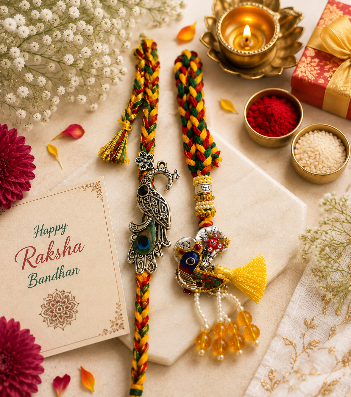 Mayur Ratna Peacock Royale Rakhi Set