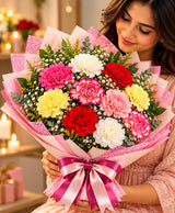 Mixed Carnation Bouquet – 10 Carnations