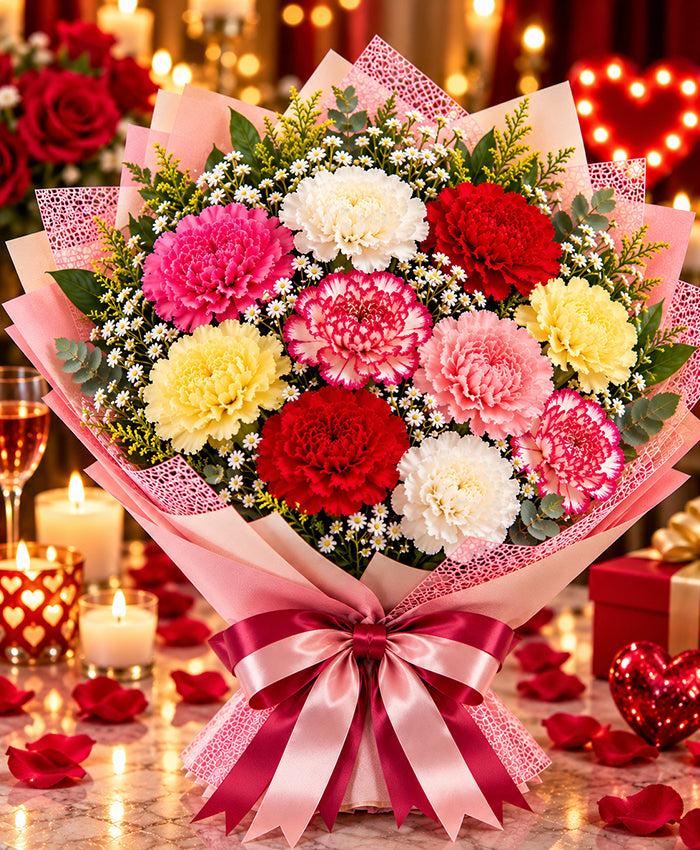 Mixed Carnation Bouquet – 10 Carnations
