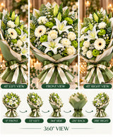 Modern White & Green Bouquet – 12 Flowers