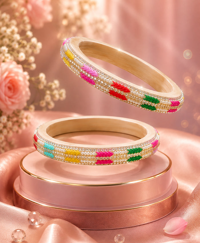 Multicolor Chevron Embellished Designer Bangle