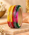 Multicolor Rhinestone Festive Lac Bangle Set