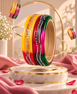 Multicolor Rhinestone Festive Lac Bangle Set