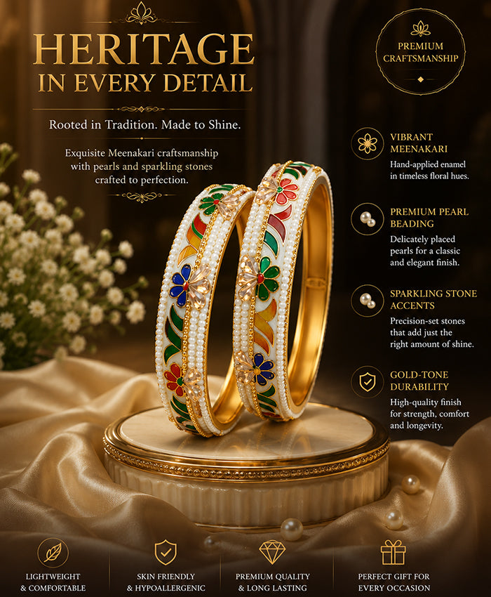 Multicolour Floral Meenakari-Style Bangle Set