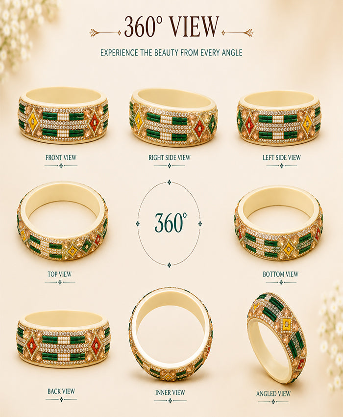 Multicolour Pearl & Stone Designer Lac Bangle
