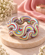 Multicolour Rainbow Swirl Sculptural Designer Lac Bangles