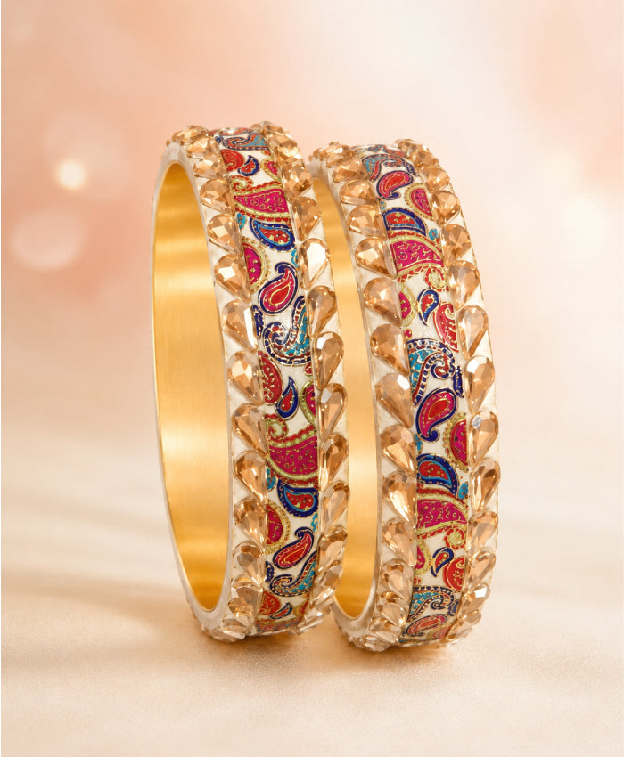 Multicolour Paisley Crystal Bangles