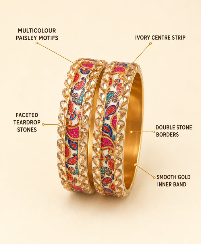 Multicolour Paisley Crystal Bangles