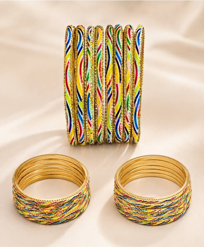 Multicolour Twist Enamel Chudi Set