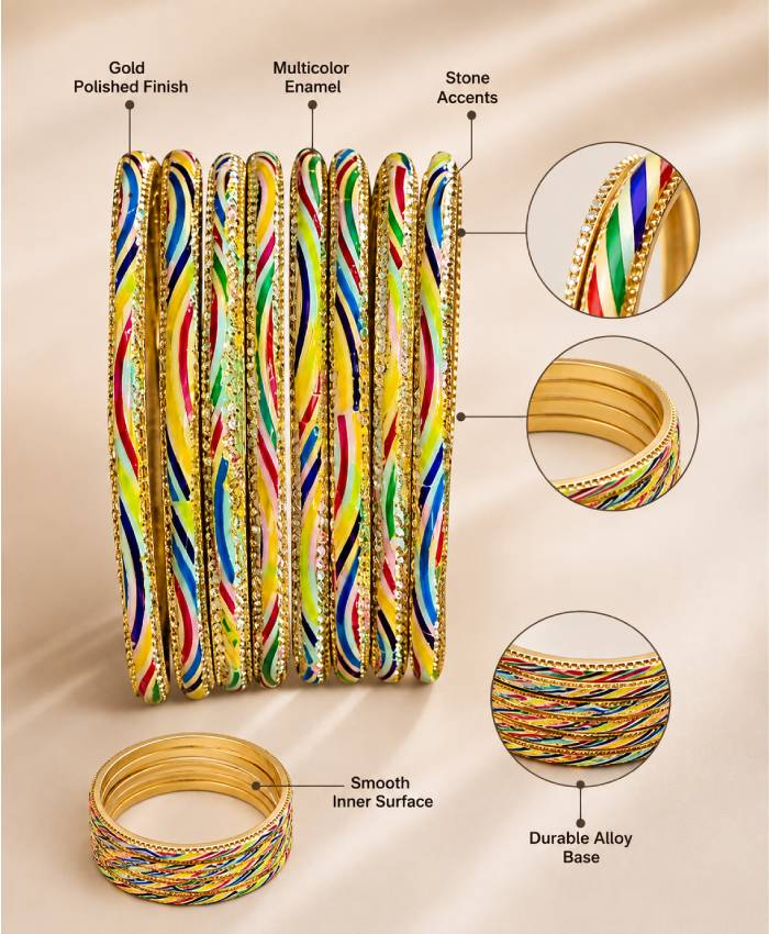 Multicolour Twist Enamel Chudi Set