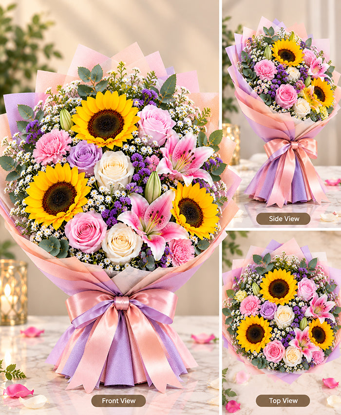 Pastel Mixed Flower Bouquet – 12 Flowers
