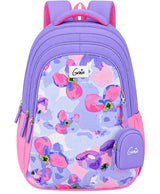 Pastel Petals Lavender Floral School Backpack with Mini Pouch