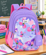 Pastel Petals Lavender Floral School Backpack with Mini Pouch