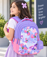 Pastel Petals Lavender Floral School Backpack with Mini Pouch