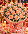 Peach Rose Bouquet – 12 Peach Roses